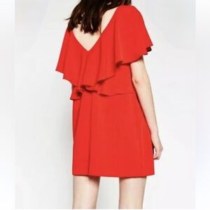 💃Zara Red Low V-Back Shift Dress - Size L - Sexy and Chic ❤️
